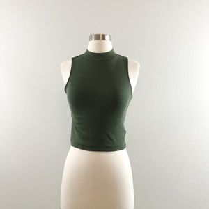 H&M NWT Green Mock Neck Cropped Muscle Tee